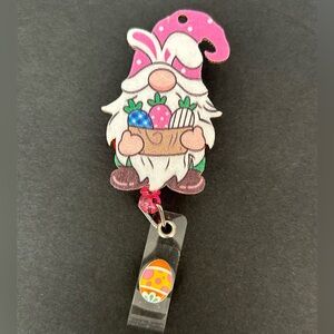 Retractable Reel Badge Holder Pediatric Nurse ER Nursing Easter Bunny Egg Gnome